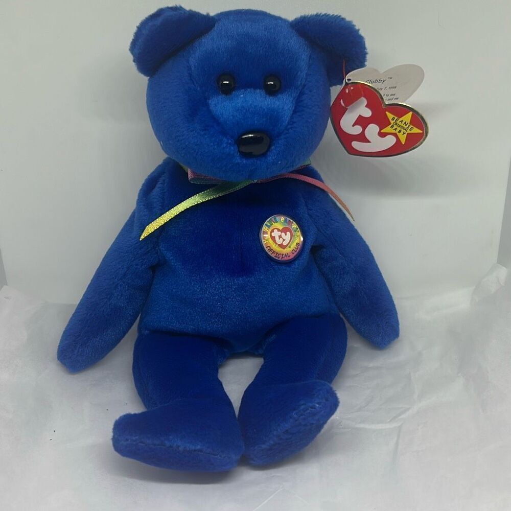 Ty Beanie Baby "Clubby" Blue Bear - Official Club Edition - Mint Condition with